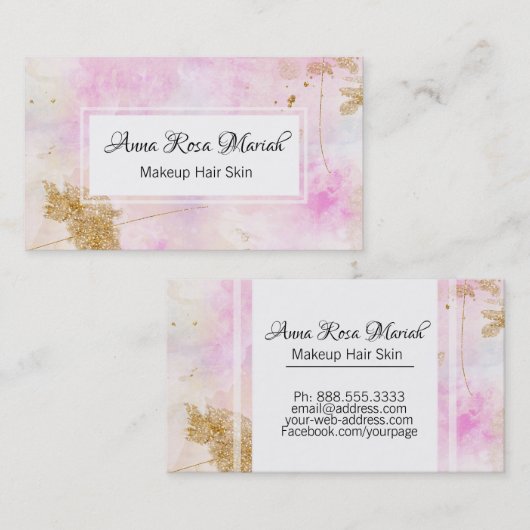 *~* GoldGlitzer-Rosa-abstraktes Pastellmodernes Visitenkarte (Vorne/Hinten)