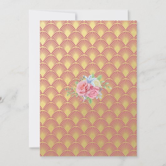 GoldGlitzer-Rosa-Blumen16. Geburtstag-Geburtstag Einladung (Rückseite)