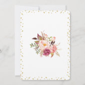 GoldGlitzer-Rosa-Rosen-BlumenBrautparty laden ein Einladung (Rückseite)