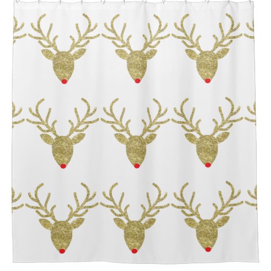 GoldGlitzer-Rudolph-Ren-Duschvorhang Duschvorhang (Vorderseite)