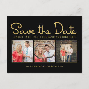 GoldGlitzer-Save the Date Foto-Rahmen-Postkarte Ankündigungspostkarte