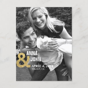 GoldGlitzer-Save the Date Mitteilungs-Postkarte Ankündigungspostkarte