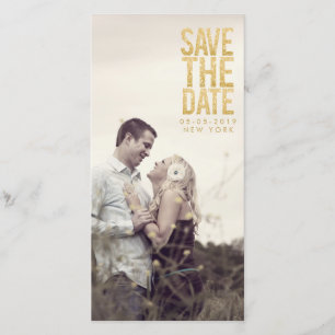 GoldGlitzer-Save the Date Typografie-Foto-Karten Save The Date