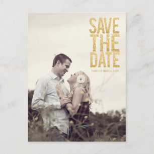 GoldGlitzer-Save the Date Typografie-Mitteilung Postkarte
