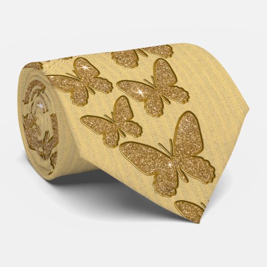 GoldGlitzer-Schmetterlinge Krawatte (Gerollt)