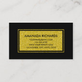 GoldGlitzer-Schwarz-weiße Streifen-Geschäfts-Karte Visitenkarte (Rückseite)