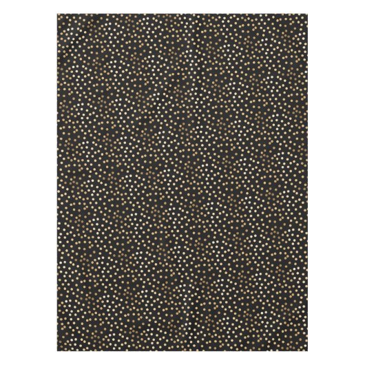 GoldGlitzer-Stadt-Punkte auf schwarzem Tischdecke (Vorderseite)