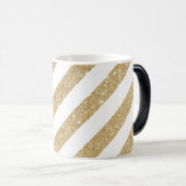 GoldGlitzer-Streifen-bezaubernde weißer Verwandlungstasse (VorderseiteRechts)