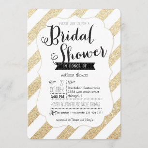 GoldGlitzer Stripes Brautparty-Einladung Einladung