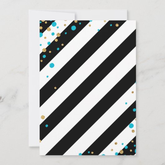 GoldGlitzer-Türkis besprüht Baby-Dusche Einladung (Rückseite)