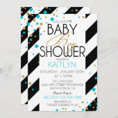 GoldGlitzer-Türkis besprüht Baby-Dusche Einladung (Vorne/Hinten)