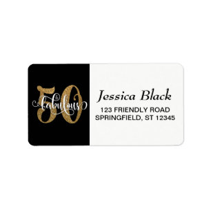 GoldGlitzer-Typografie 50 u. fabelhafter Adressaufkleber