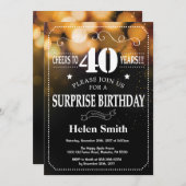 GoldGlitzer-Überraschungs-40. Einladung (Vorne/Hinten)