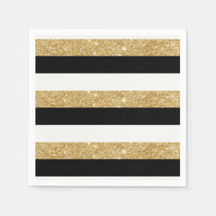 GoldGlitzer und schwarze Streifen Serviette