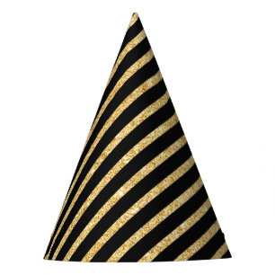 GoldGlitzer und schwarzes diagonales Partyhütchen