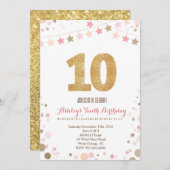 GoldGlitzer-zehnte Geburtstags-Einladung Einladung (Vorne/Hinten)