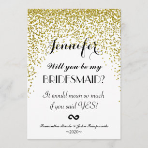 GoldGlitzerconfetti-Brautjungfern-Einladungen Einladung