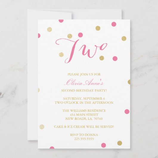 GoldGlitzerconfetti-Geburtstags-Einladungen Einladung (Vorderseite)