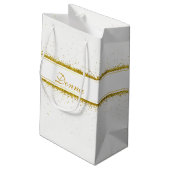 GoldGlitzerconfetti-Name - kleine Geschenk-Tasche Geschenktüte (Rückseite Schrägansicht)