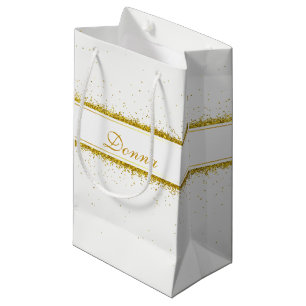 GoldGlitzerconfetti-Name - kleine Geschenk-Tasche Geschenktüte