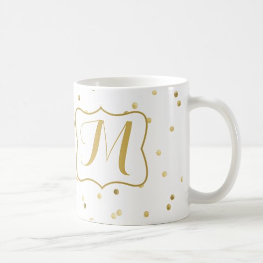 GoldGlitzerconfetti-Punkt-Polka-Kaffeetasse-Tasse Kaffeetasse (Rechts)