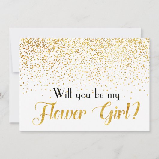 GoldGlitzerConfetti sind- Sie mein Blumen-Mädchen Einladung (Vorderseite)