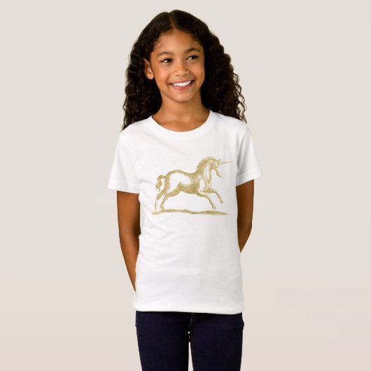 GoldGlitzerunicorn-Fantasie T-Shirt (Vorne ganz)