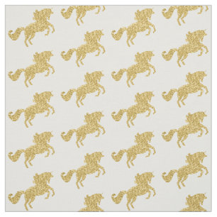 GoldGlitzerunicorn-Gewebe Stoff