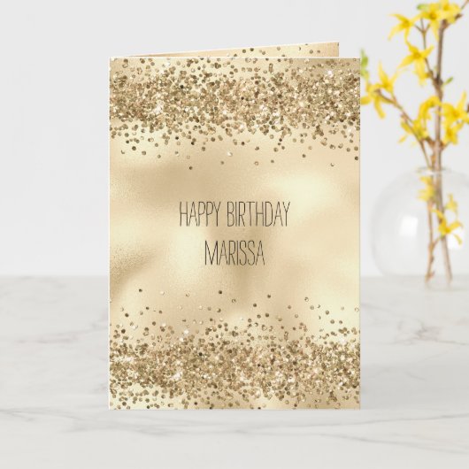Goldglitzy Glitzer Sparkle Confetti       Karte (Gelbe Blume)