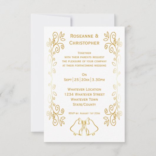 Goldglocken-Design-Hochzeit Einladung (Vorderseite)