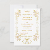 Goldglocken-Design-Hochzeit RSVP Karte (Vorderseite)