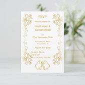 Goldglocken-Design-Hochzeit RSVP Karte (Stehend Vorderseite)