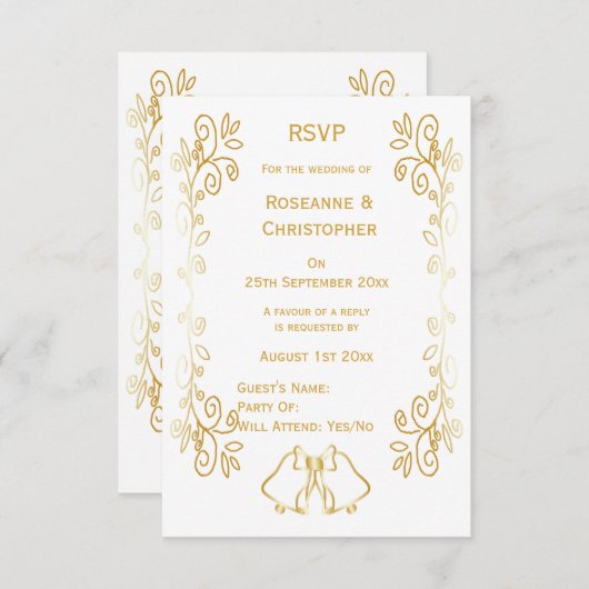 Goldglocken-Design-Hochzeit RSVP Karte (Vorne/Hinten)