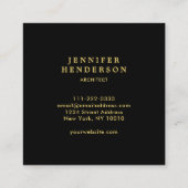 Goldgold aus schwarzem Marmor beruflich Quadratische Visitenkarte (Rückseite)
