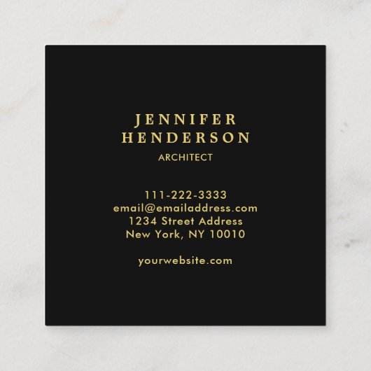 Goldgold aus schwarzem Marmor beruflich Quadratische Visitenkarte