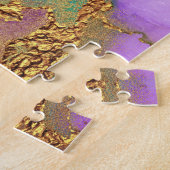 Goldgold lila-grünes Aqua aus Marmor Puzzle (Seite)