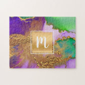 Goldgold lila-grünes Aqua aus Marmor Puzzle (Horizontal)