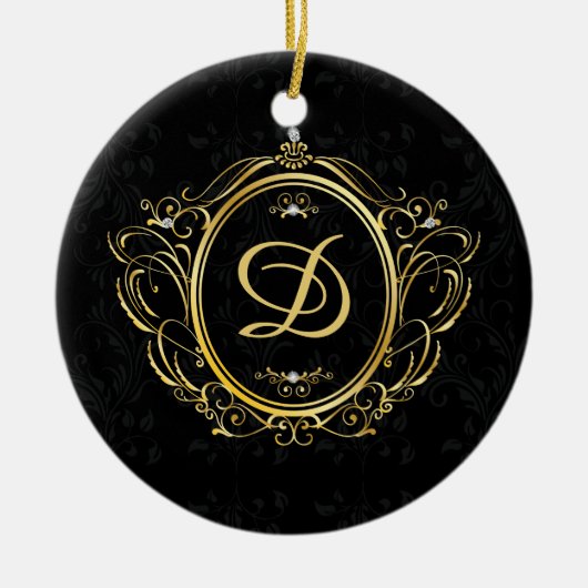 Goldgold-Monogramm Keramik Ornament (Vorne)