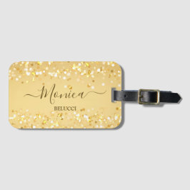 Goldgoldene Glitzern personalisiert Gepäckanhänger