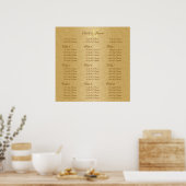 Goldgoldene Hochzeitssattelkarten Poster (Küche)