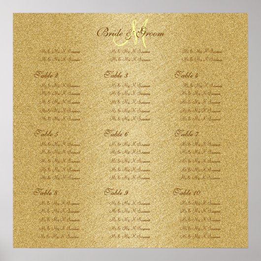 Goldgoldene Hochzeitssattelkarten Poster (Vorne)