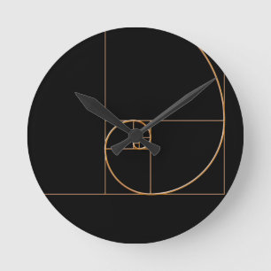 Goldgoldene Spirale Runde Wanduhr