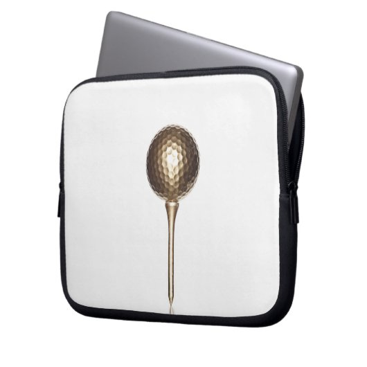 GoldGolfball und -t-Stück Laptopschutzhülle (Vorderseite Links)
