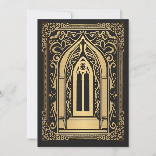 Goldgotische Vampirkathedrale Hochzeit Einladung (Rückseite)