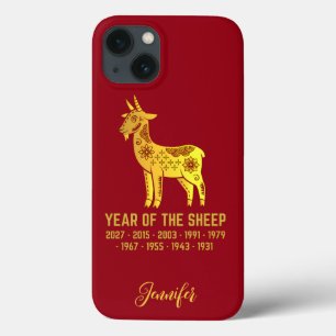 Goldgräber Jahr des Schafs Zodiaka Name Rot Case-Mate iPhone Hülle