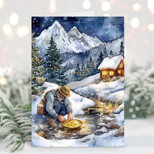 Goldgräber-Weihnachtskarte zum Goldrausch Feiertagskarte