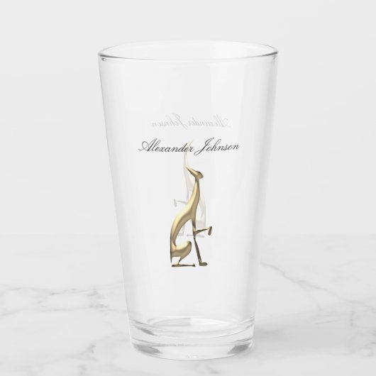 Goldgräberhund Hund Elegant Mit Monogramm Glas (Vorderseite)