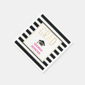 Goldgrad schwarz, weiße Streifen Hot-Rosa Abschlus Serviette (Ecke)