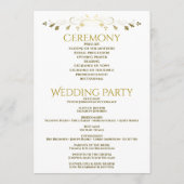 Goldgradient & Vintag Filigree Elegante Hochzeit Programm (Rückseite)