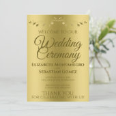 Goldgradient & Vintag Filigree Elegante Hochzeit Programm (Stehend Vorderseite)